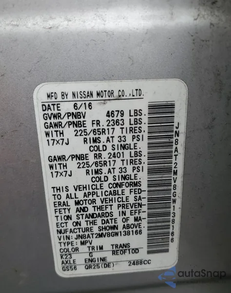 2016 Nissan Rogue S from USA, damaged, VIN JN8AT2MV8GW138166